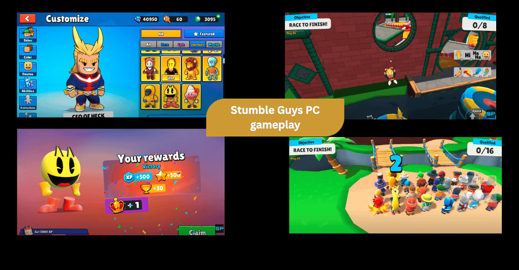 For PC 1 Stumble Guys Mod APK PC gameplay with unlocked skins and smooth controls