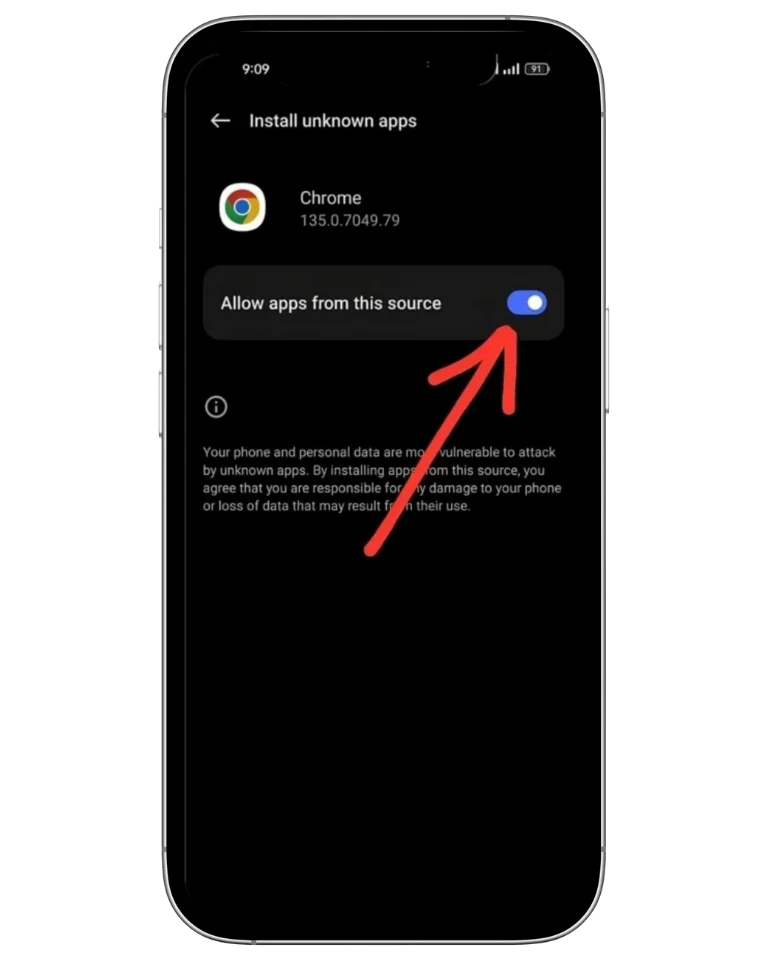 Install unknow source stumble