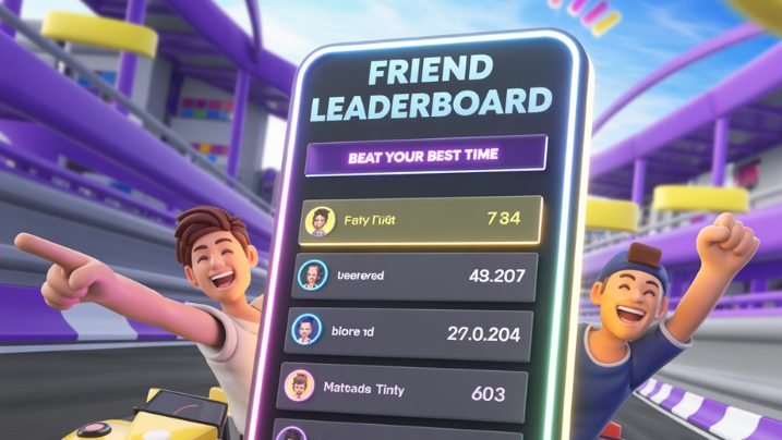 Stumble Guys friend leaderboard showing player rankings and best time comparison in real time