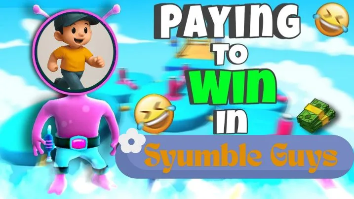 Stumble Guys pay-to-win comparison in 2026 showing that gameplay skill, movement, and obstacle racing remain the same for free and paying players.